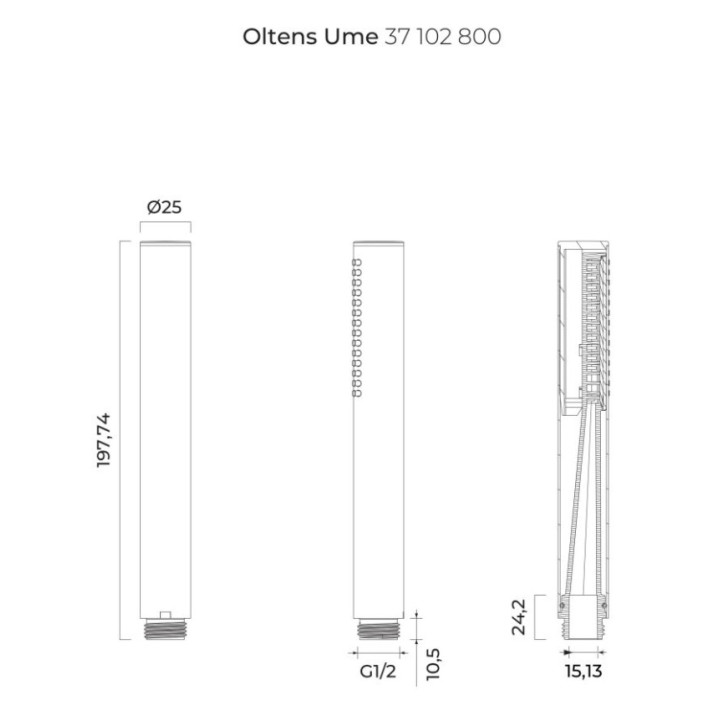 Słuchawka prysznicowa Oltens Ume, 1-funkcyjna, złoty