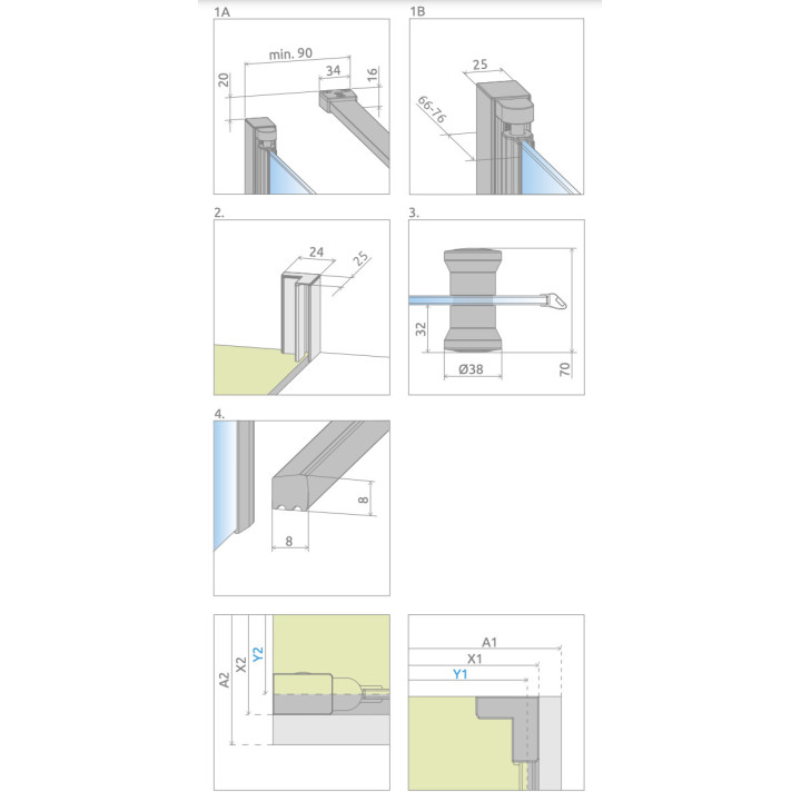 Ścianka boczna S2 70 Radaway Eos KDS II, przejrzysta, 700x1970mm, profil chrom