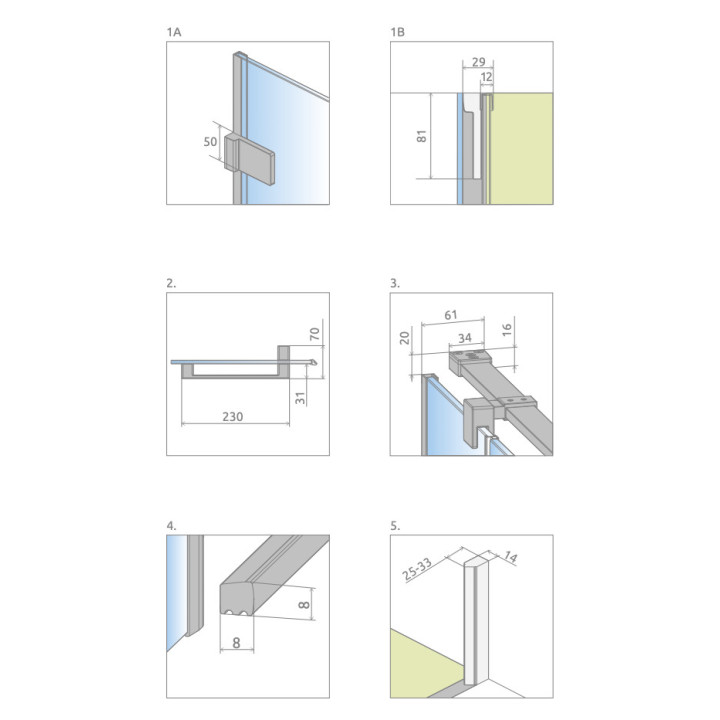 Drzwi prysznicowe do wnęki Radaway Arta QL DWS, prawe, na wymiar, 700-1500mm, szkło przejrzyste, profil chrom