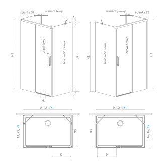 Front do kabiny prysznicowej Radaway Idea Black KDS 160, drzwi prawe, szkło przejrzyste, 1600x2005mm, profil czarny