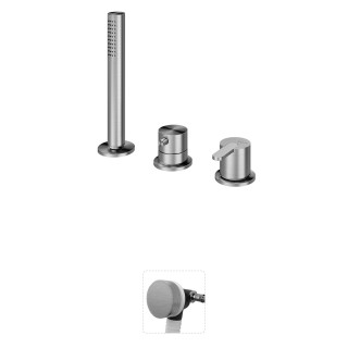 Bateria wannowa 3-otworowa Bruma X-Alpha, stojąca, przelew z funkcją napełaniania, stal nierdzewna