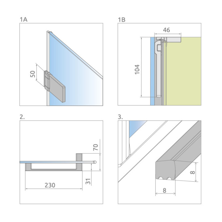 Drzwi prysznicowe do wnęki Radaway Idea Gold DWJ, lewe, 140cm, przesuwne, szkło przejrzyste, profil złoty