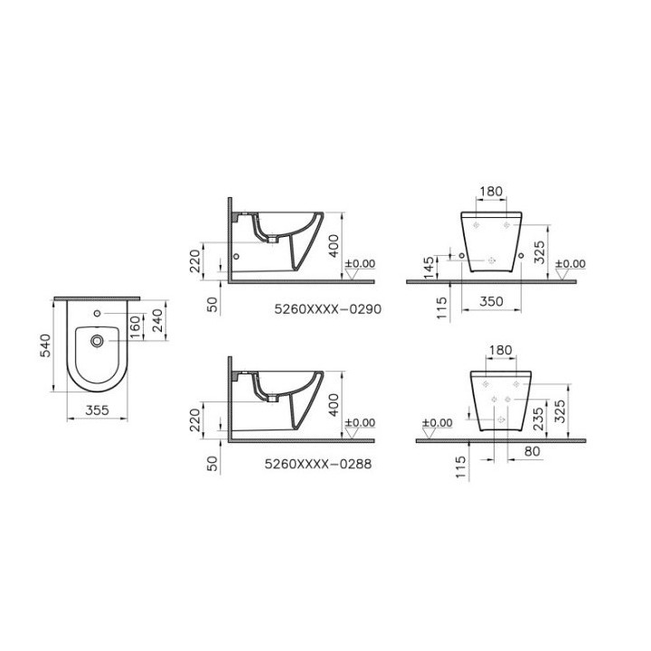 Miska WC podwieszana Vitra Integra, 50x35,5cm, bezrantowa, biała