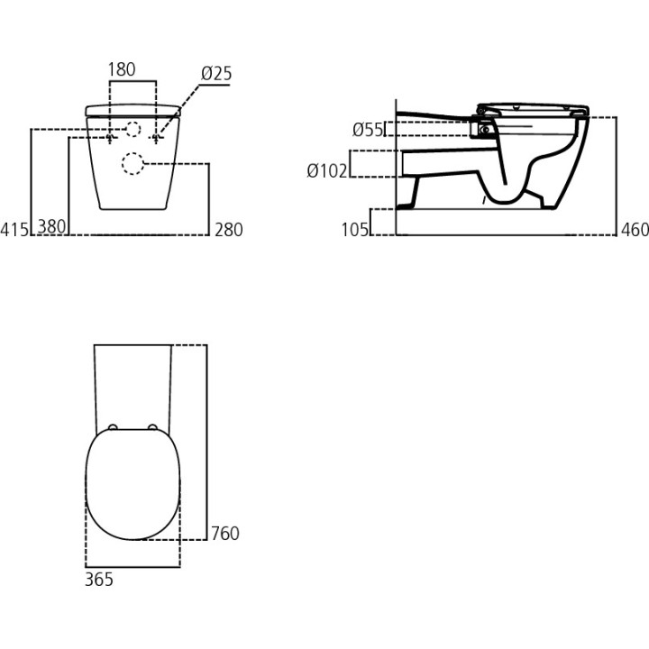 Miska wisząca WC dla osób niepełnosprawnych Ideal Standard Connect Freedom, 76x36,5cm, rimless, biała