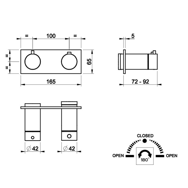 Termostatyczna bateria natryskowa Gessi Anello, podtynkowa, 1 wyjście wody, chrom