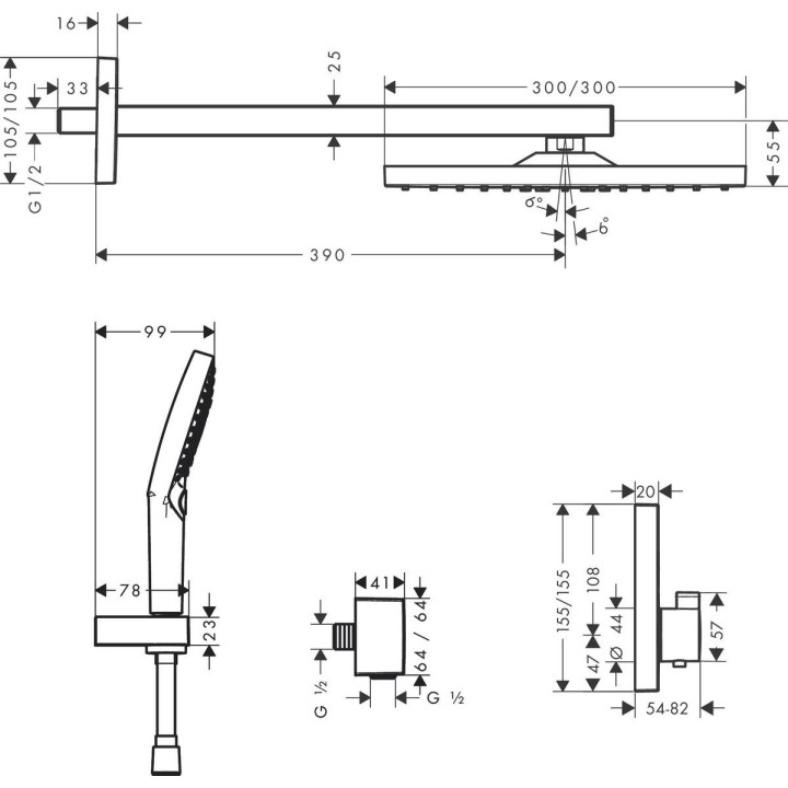 System prysznicowy Hansgrohe Raindance E, podtynkowy, bateria termostatyczna ShowerSelect, 2 wyjścia wody, czarny mat
