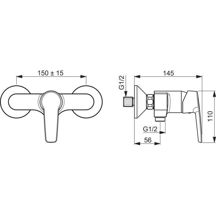 Bateria wannowo-natryskowa Oras Saga, natynkowa, 2 wyjścia wody, chrom