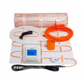 Zestaw elektrycznego ogrzewania podłogowego Thermoval z matą TV TO 50 170 W/m2 zasilaną jednostronnie (powierzchnia 0,5 m2) oraz