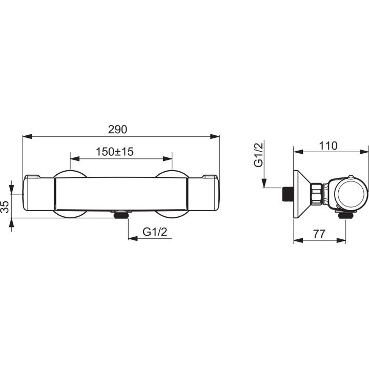 Bateria natryskowa Oras Saga, natynkowa, jednouchwytowa, chrom