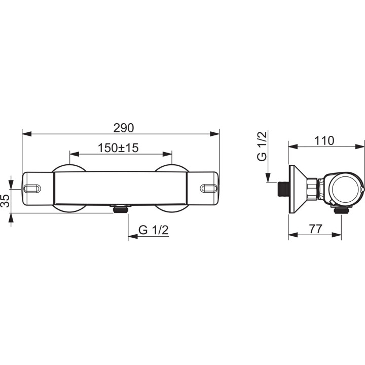 Termostatyczna bateria natryskowa Oras Nova, natynkowa, z zestawem natryskowym, chrom
