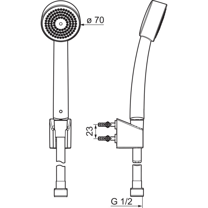 Zestaw natryskowy Oras Apollo Eco, słuchawka 1-funkcyjna z drążkiem 700mm, mydelniczką i wężem 150cm, chrom