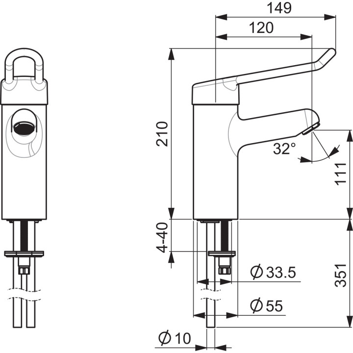 Bateria umywalkowa Oras Safira XL, stojąca, wysokość 165mm, wylewka 115mm, chrom
