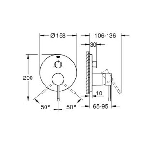 Bateria wannowo-natryskowa Grohe Essence ścienna, jednouchwytowa 3-odbiorniki - brushed warm sunset