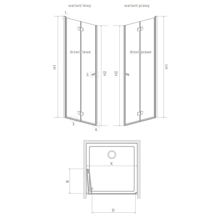 Drzwi prysznicowe do wnęki Radaway Essenza Pro White DWJ 130, lewe, 1300x2000mm, profil biały