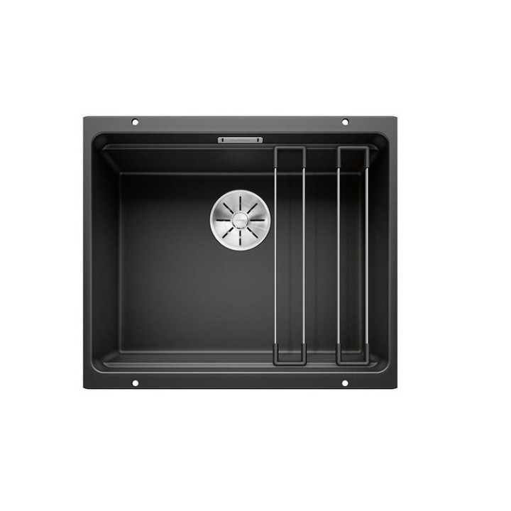 Zlewozmywak podwieszany Blanco Etagon 500-U Silgranit PuraDur korek InFino z sitkiem, bez korka automatycznego, z zestawem szyn 