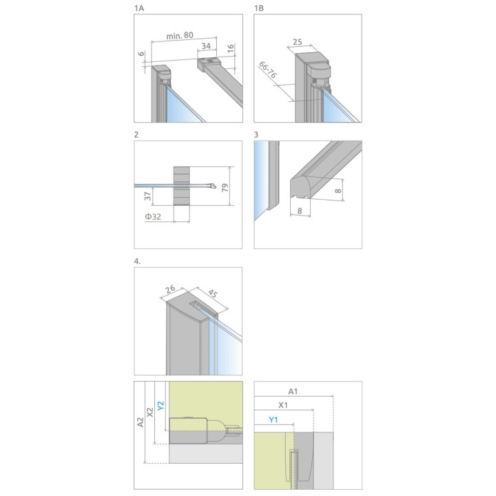 Drzwi kabiny prysznicowej Radaway Idea Gold KDJ, lewe, 100cm, przesuwne, szkło przejrzyste, profil złoty
