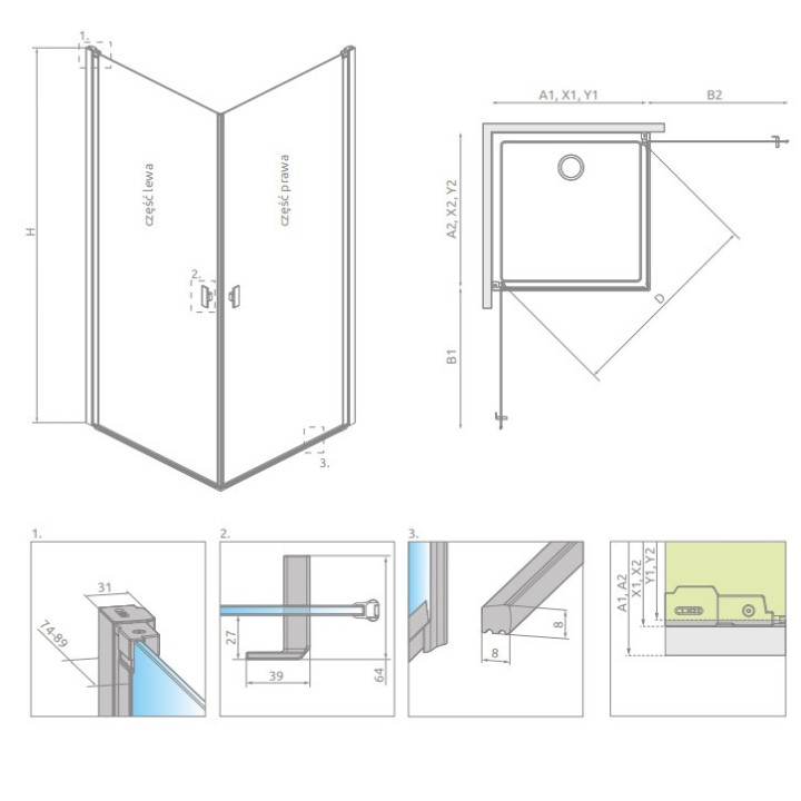 Kabina prysznicowa Radaway Modo X I 120, przejrzysta, 1180x2000mm