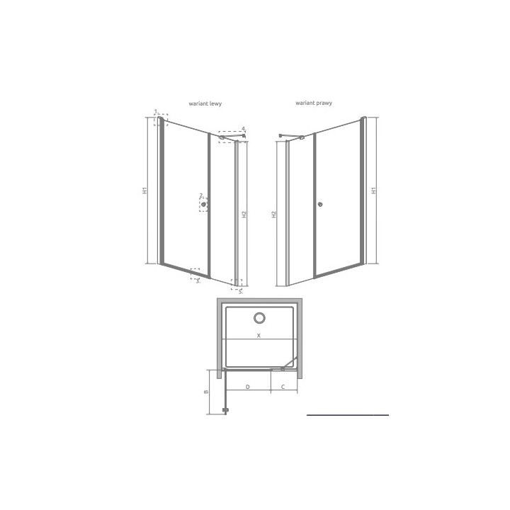 Drzwi prysznicowe do wnęki Radaway Eos DWJ II 120, prawe, 1200x1950mm, profil chrom