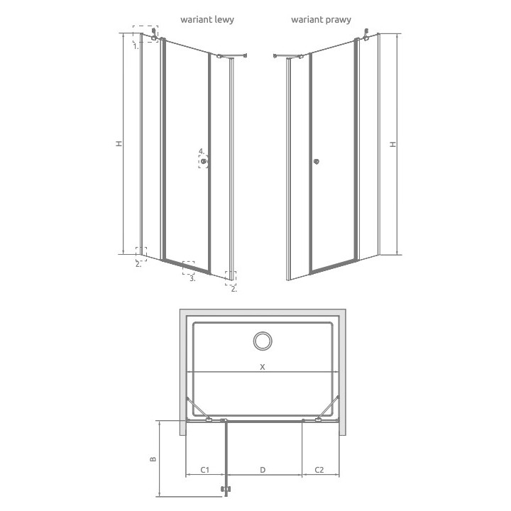 Drzwi prysznicowe do wnęki Radaway Eos DWS 140, lewe, 1400x1970mm, profil chrom