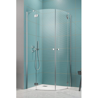 Półokrągła kabina prysznicowa Radaway Idea Black PDD, 80x80cm, drzwi rozsuwane, szkło przejrzyste, profil czarny