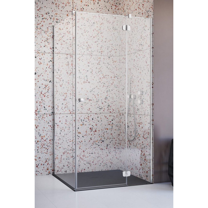 Półokrągła kabina prysznicowa Radaway Torrenta PDJ, 80x80cm, lewa, szkło przejrzyste, profil chrom