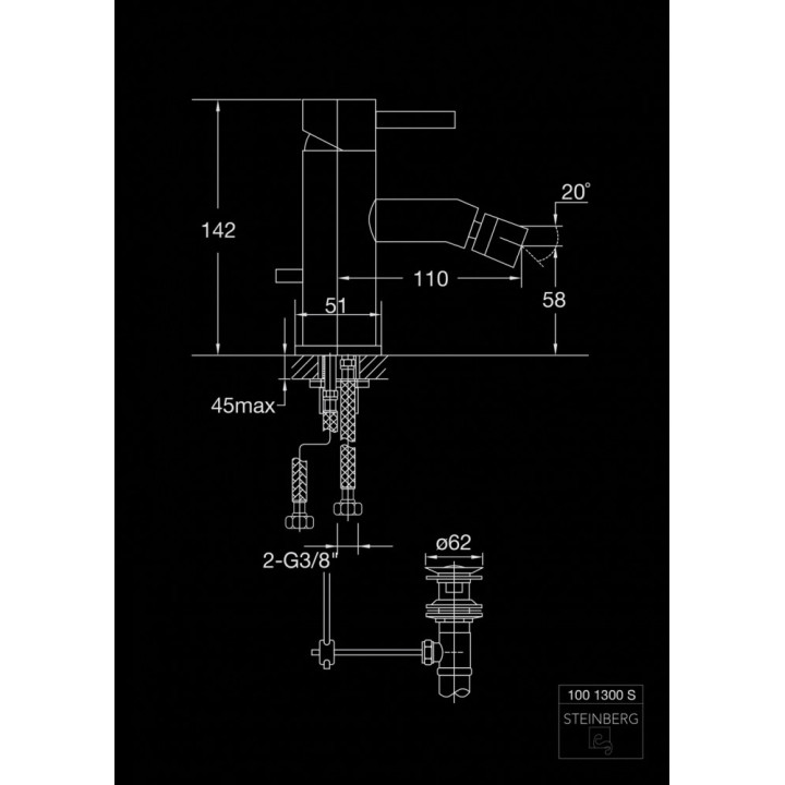 Steinberg Bateria bidetowa jednouchwytowa czarny mat