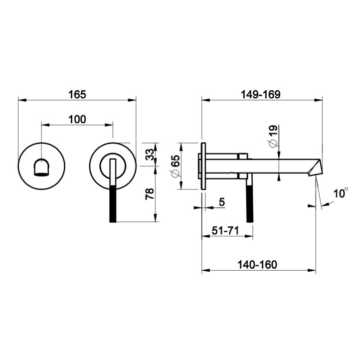 Bateria umywalkowa Gessi Ingranaggio, podtynkowa, krótka wylewka, chrom