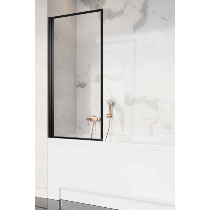 Parawan nawannowy Radaway Nes 8 Black PND I, lewy, składany, szkło przejrzyste, 140x150cm, czarny profil
