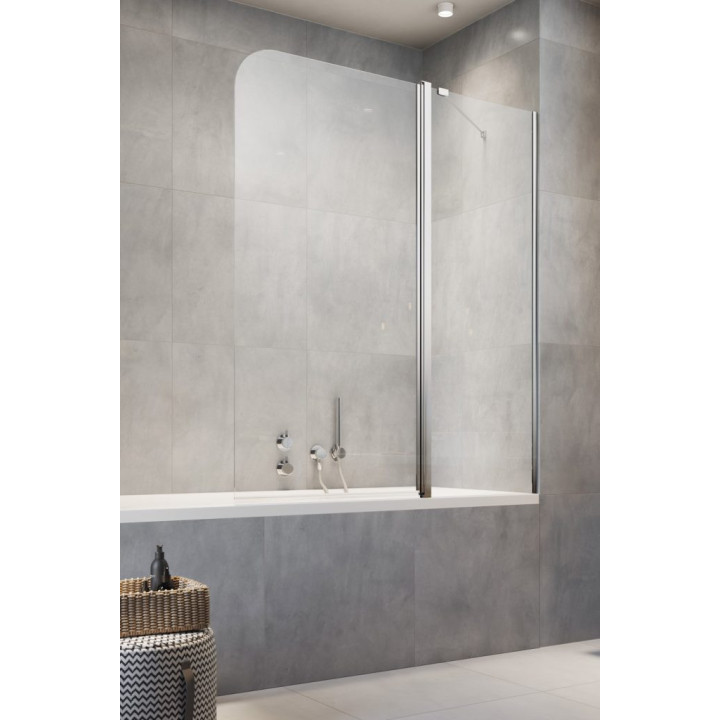 Parawan nawannowy Radaway Nes 8 Black PND II 140, lewy, szkło przejrzyste, 140x150cm, profil czarny