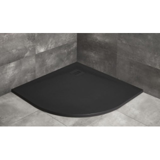 Brodzik Radaway Kyntos A, półokrągły, 80x80, konglomerat, antracyt