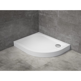 Brodzik półokrągły asymetryczny Radaway Delos E, 100x80cm, lewy, akrylowy, biały