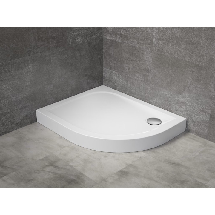 Brodzik półokrągły asymetryczny Radaway Delos E, 100x80cm, lewy, akrylowy, biały