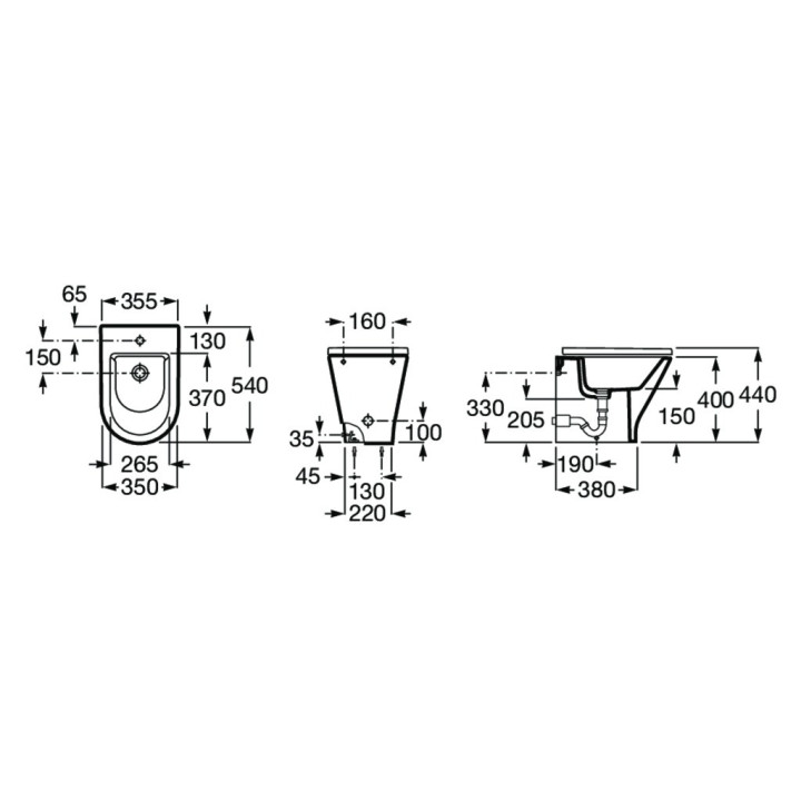 Miska stojąca WC Roca Gap Round Rimless, 54x35,5cm, przyścienna, odpływ podwójny, biała