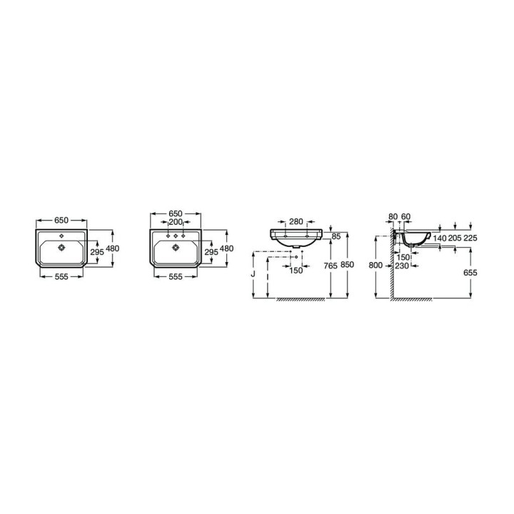 Umywalka wisząca Roca Carmen Black, 65x48cm, z przelewem, otwór na baterię, czarna