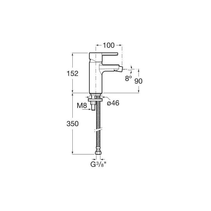 Bateria umywalkowa Roca Naia Black Cold Start, stojąca, wysokość 285mm, bez korka, czarna
