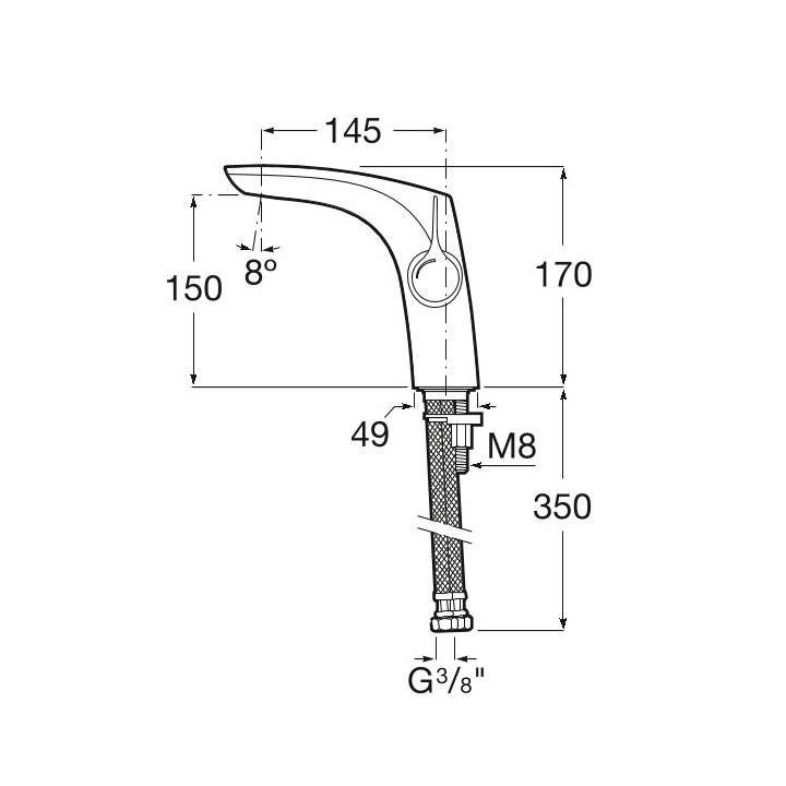 Bateria umywalkowa Roca Insignia Cold Start, stojąca, wysokość 170mm, korek click-clack, chrom