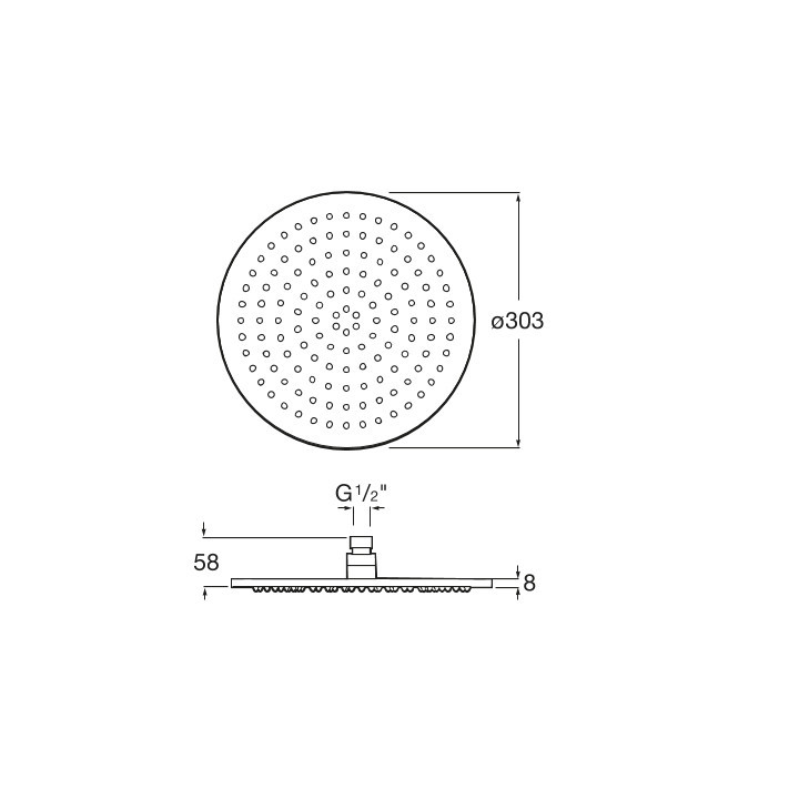 Głowica prysznicowa Roca Rainsesne ExtraSlim, okrągła, 303mm, mosiężna, czarna