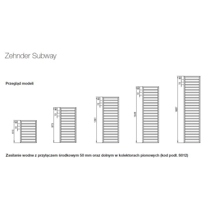 Grzejnik Zehnder Subway 97,3 x 60 cm - biały