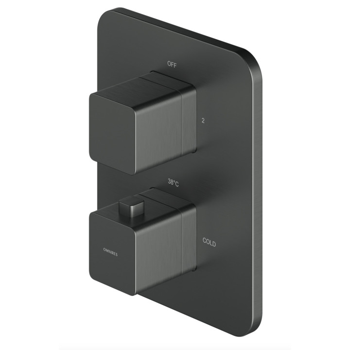 Bateria prysznicowo-wannowa Omnires Parma, podtynkowa, 2 wyjścia wody, grafit