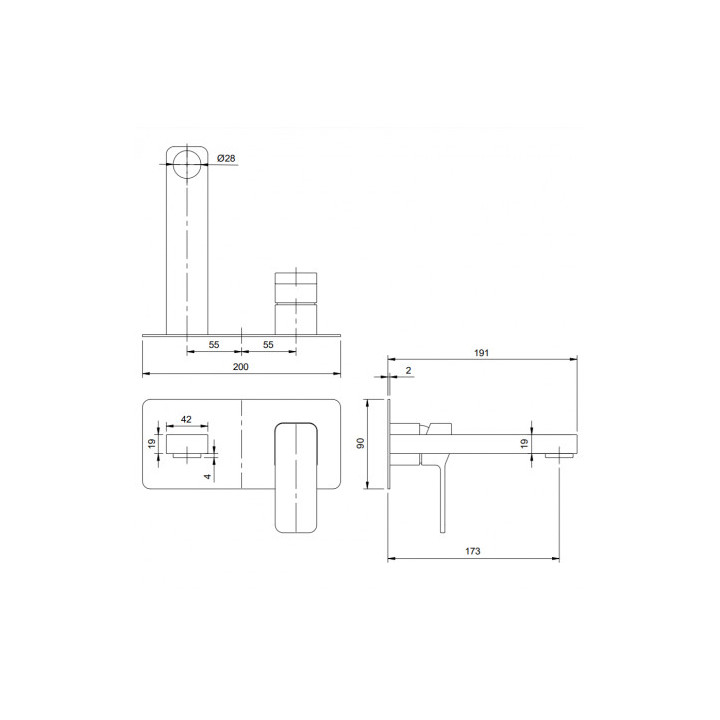 Bateria umywalkowa podtynkowa Omnires Slide
