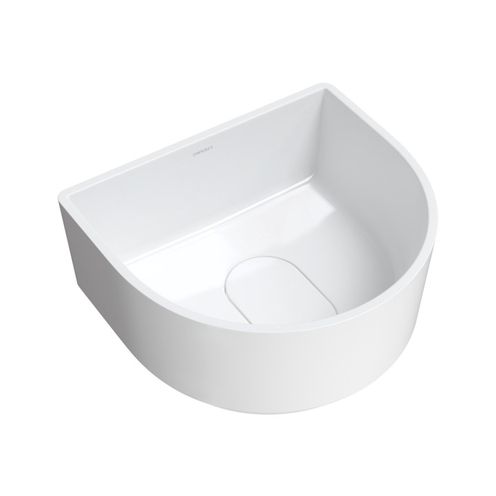 Umywalka nablatowa Omnires Cadence M+, 42x37cm, bez przelewu, biały połsyk