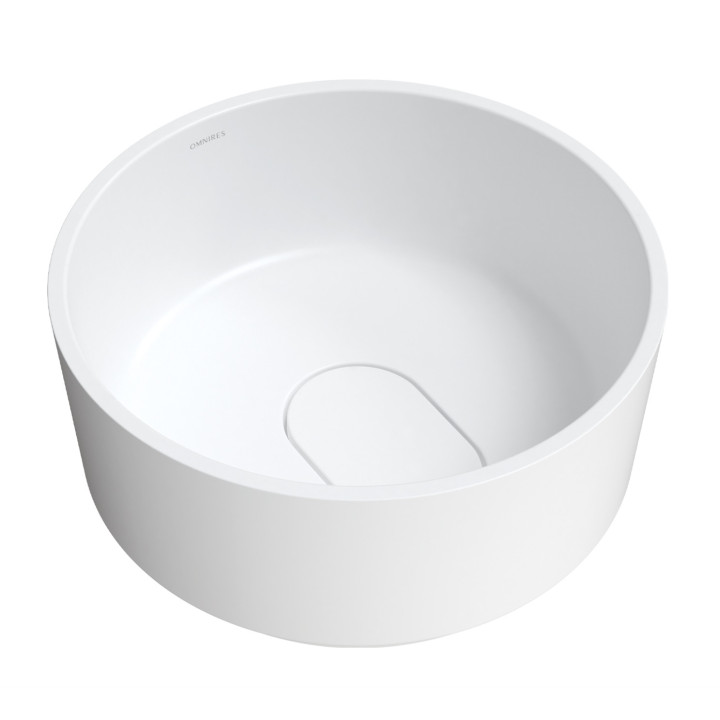 Umywalka nablatowa Omnires Cadence M+, 42cm, okrągła, bez przelewu, biały połysk