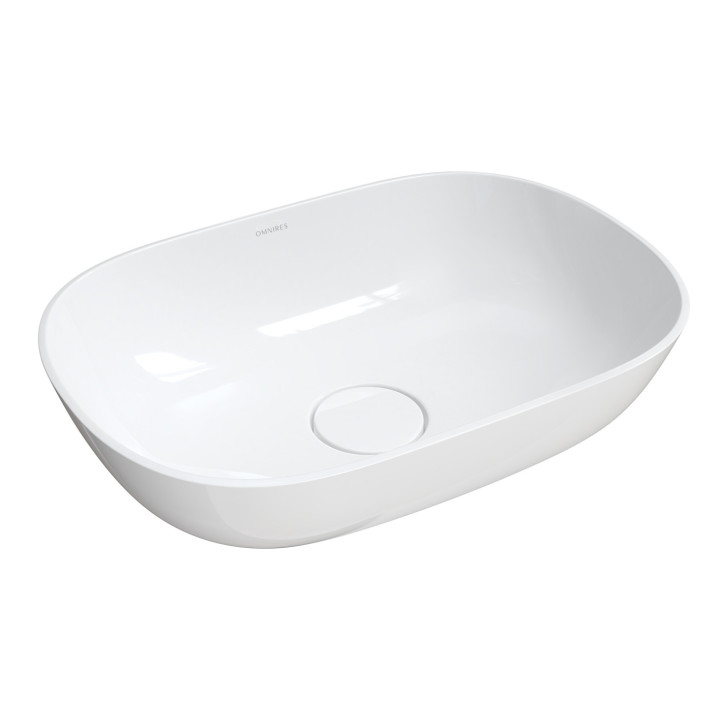 Umywalka nablatowa Omnires Silk M+, 40x35cm, bez przelewu, biały połysk