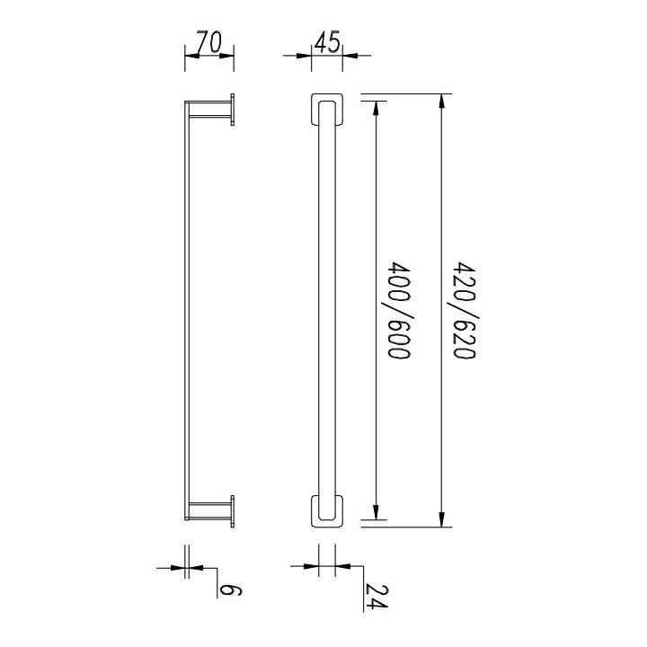 Wieszak na ręcznik Omnires Nelson 62 cm, czarny mat