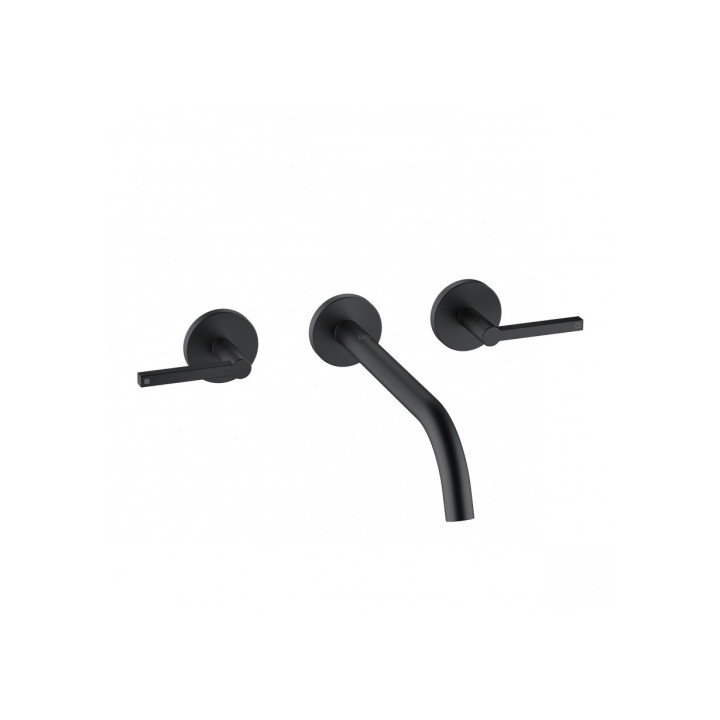 Bateria umywalkowa 3-otworowa Kludi Nova Fonte Puristic, ścienna, wylewka 180mm, uchwyty proste, chrom