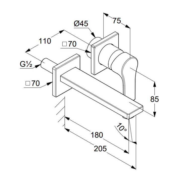 Bateria umywalkowa Kludi Zenta SL, podtynkowa, 2-otworowa, wylewka 180mm, chrom