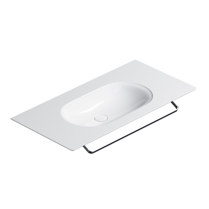 Umywalka wisząca Catalano Horizon, 125x50cm, bez przelewu, bez otworu na baterię, biały połysk