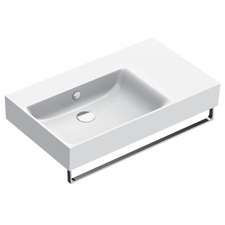 Umywalka wisząca/nablatowa Catalano New Premium, 80x47cm, blat z prawej strony, z przelewem, bez otworu na baterię, biały połysk