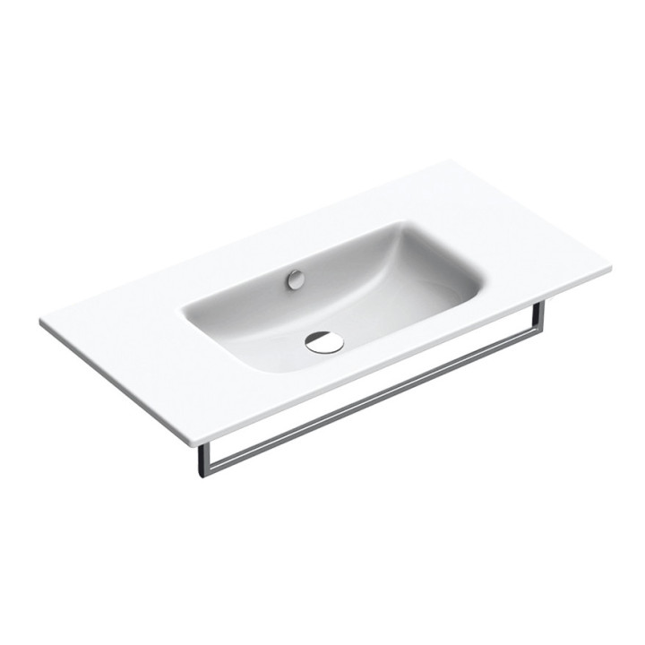 Podwójna umywalka wisząca Catalano Sfera, 125x35cm, z przelewem, bez otworu na baterię, biały połysk