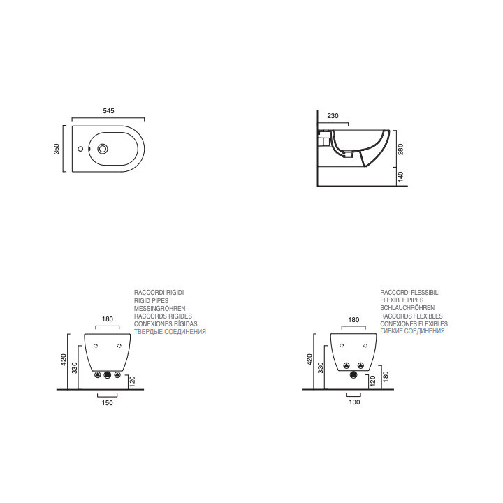Bidet wiszący Catalano Sfera, 54x35cm, cement satynowy